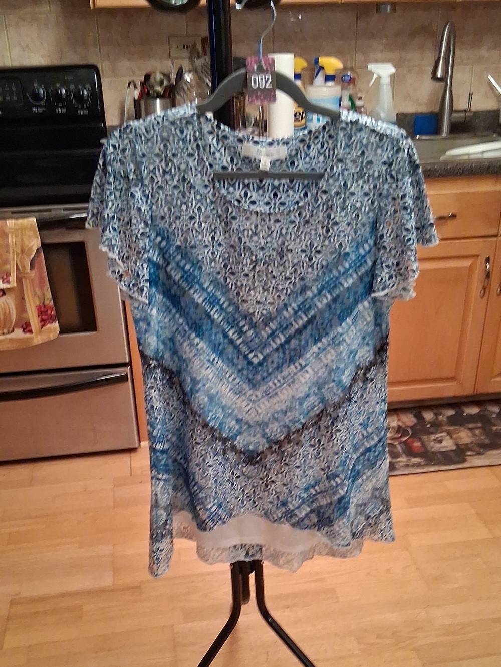 89th & Madison Blue Multi-Pattern Short Sleeve Tee